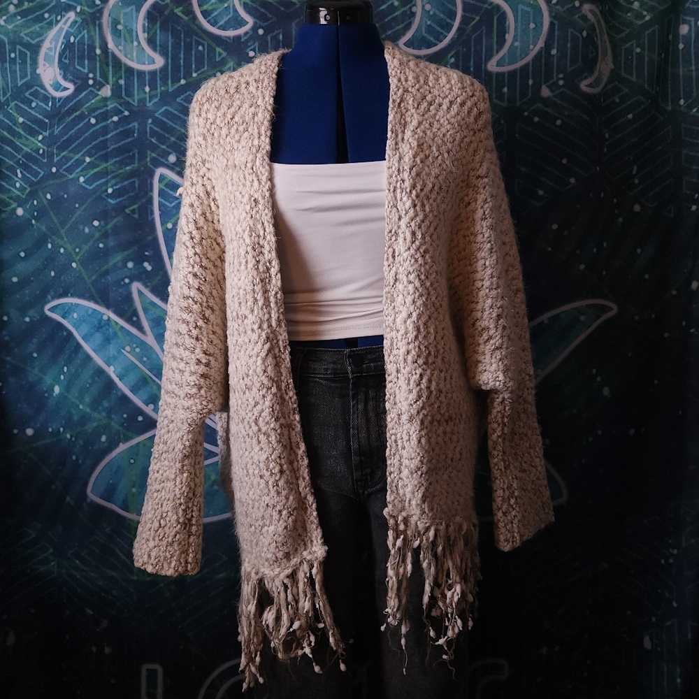 Umgee Cuddle Up Fringe Cocoon Cardigan Size S/M